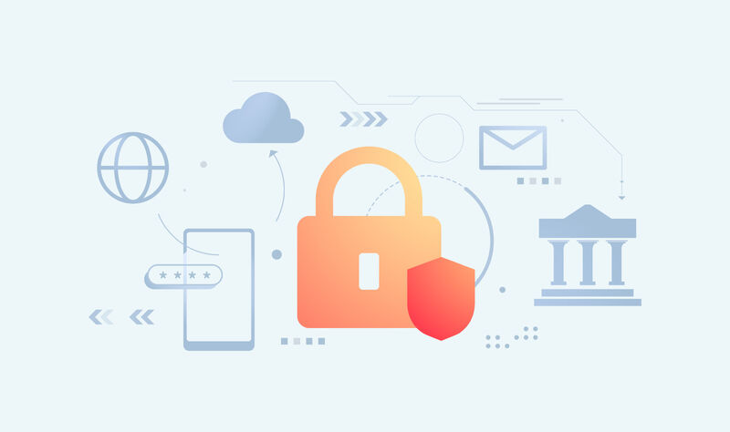 An illustration that visualizes a Communications Platform as a Service (CPaaS), showcasing cloud solutions and security