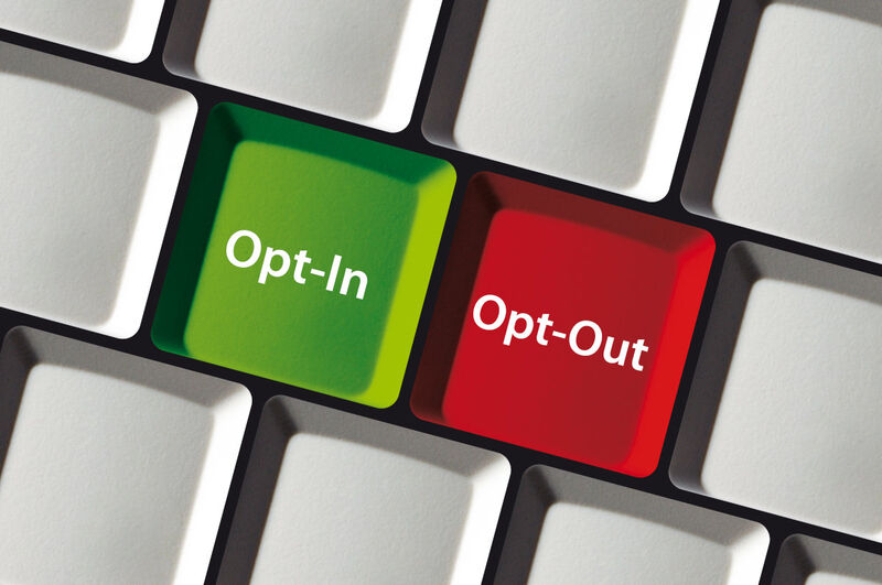 How should opt-out requests be handled and sent to a list member? An image showing a computer keyboard with opt-in and opt-our keys